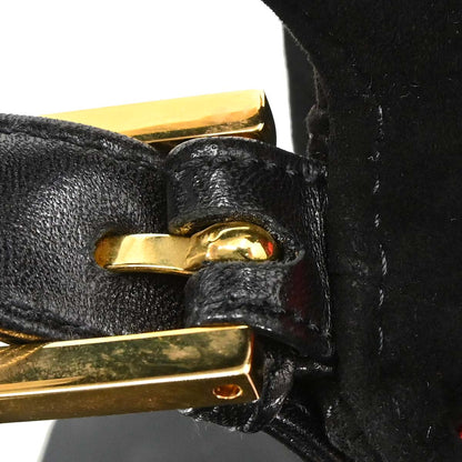 Fendi Black Suede Baguette Handbag