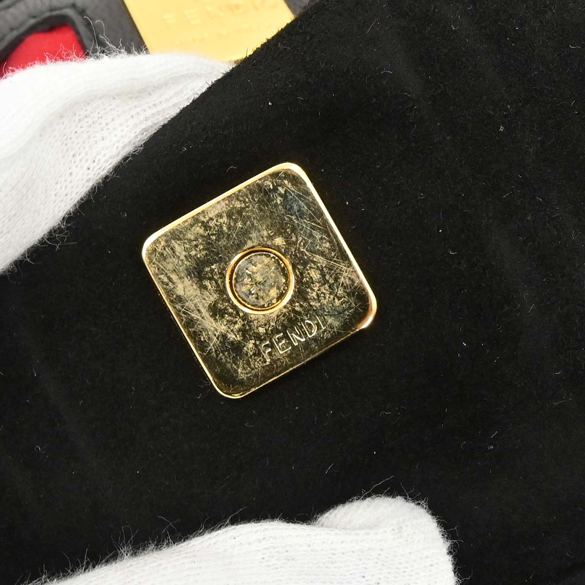 Fendi Black Suede Baguette Handbag