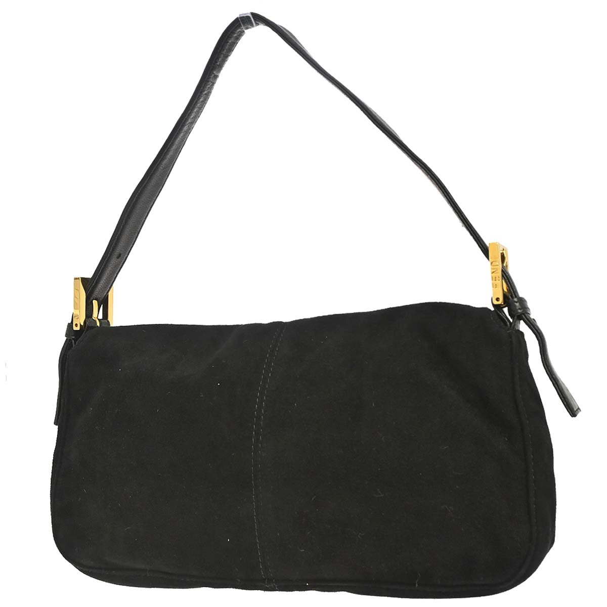 Fendi Black Suede Baguette Handbag