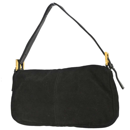 Fendi Black Suede Baguette Handbag
