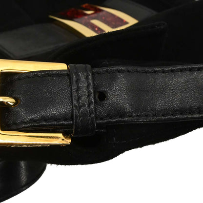Fendi Black Suede Baguette Handbag