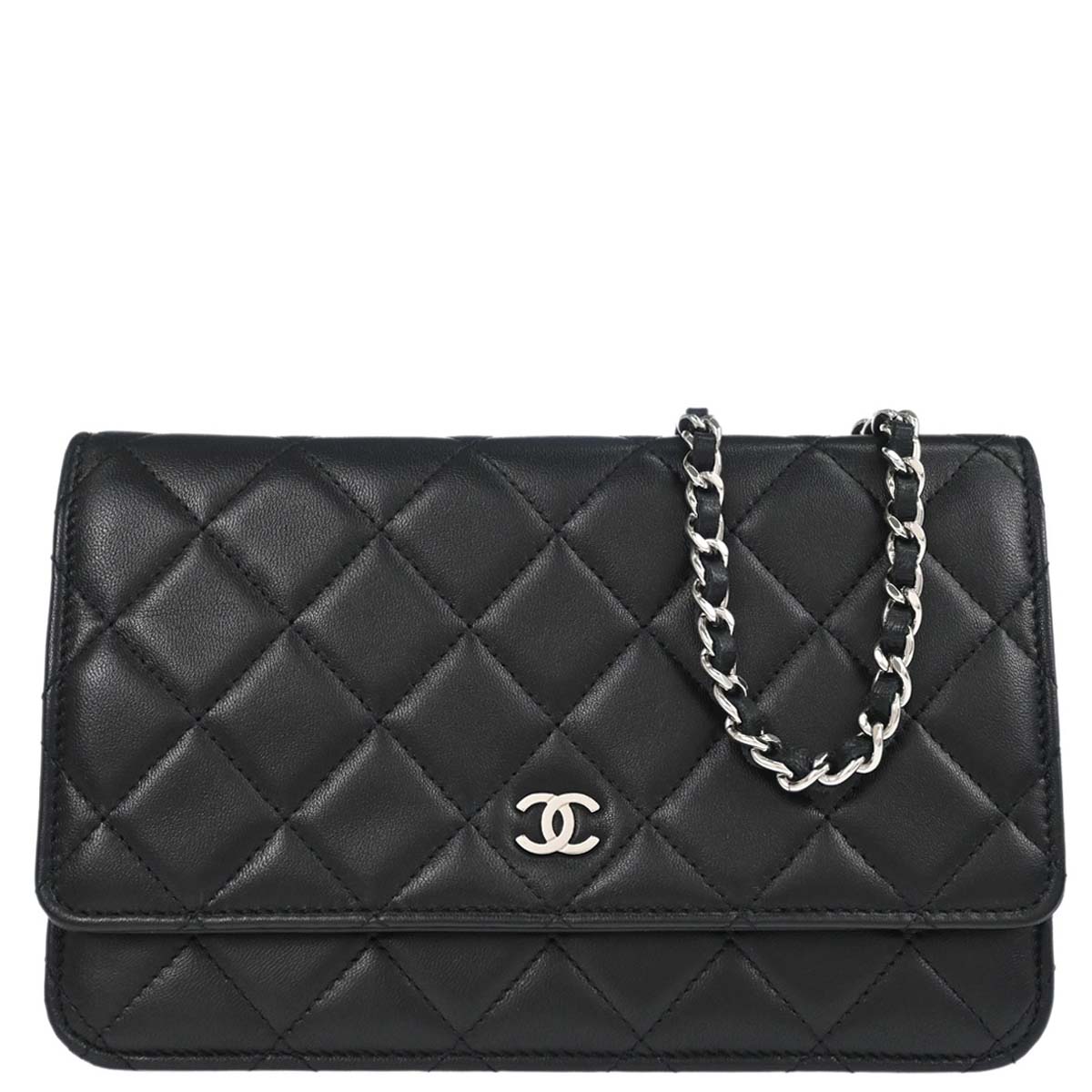 Chanel Black Lambskin Classic WOC Wallet on Chain Bag