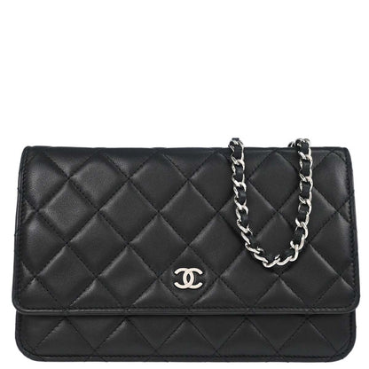 Chanel Black Lambskin Classic WOC Wallet on Chain Bag