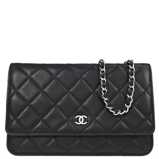 Chanel Black Lambskin Classic WOC Wallet on Chain Bag