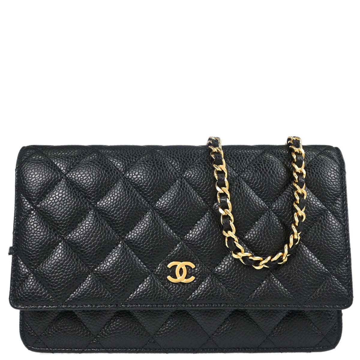 Chanel Black Caviar Skin Classic WOC Wallet on Chain Shoulder Bag