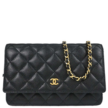 Chanel Black Caviar Skin Classic WOC Wallet on Chain Shoulder Bag