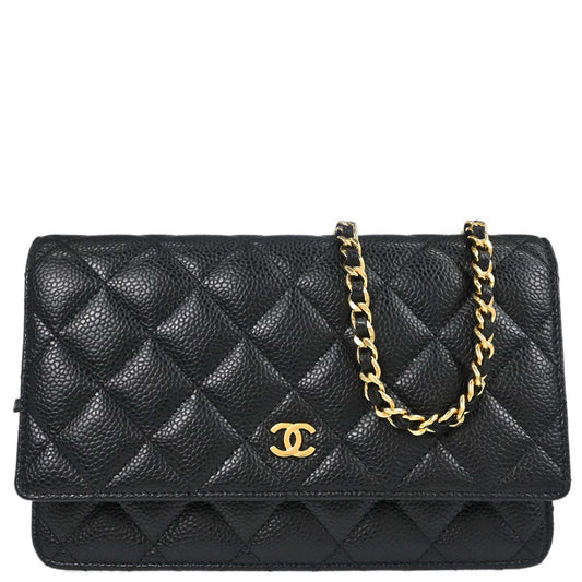 Chanel Black Caviar Skin Classic WOC Wallet on Chain Shoulder Bag