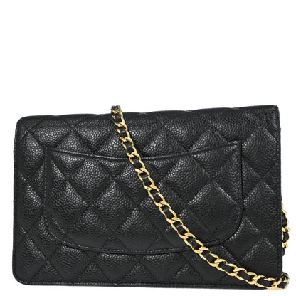 Chanel Black Caviar Skin Classic WOC Wallet on Chain Shoulder Bag
