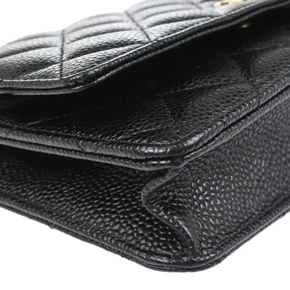 Chanel Black Caviar Skin Classic WOC Wallet on Chain Shoulder Bag