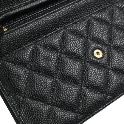Chanel Black Caviar Skin Classic WOC Wallet on Chain Shoulder Bag