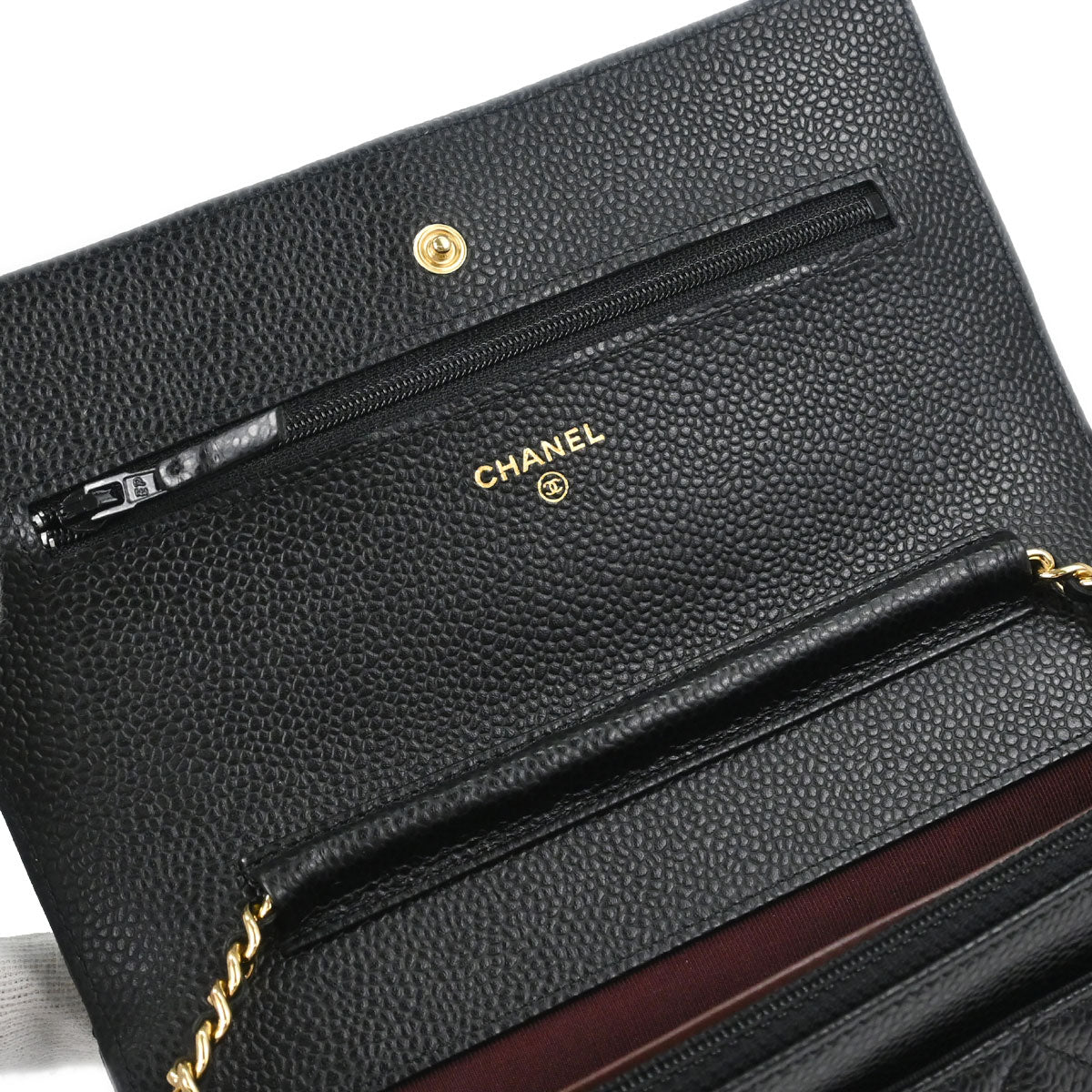 Chanel Black Caviar Skin Classic WOC Wallet on Chain Shoulder Bag