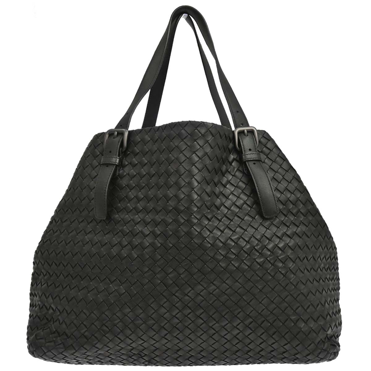 Bottega Veneta Black Lambskin Intrecciato Cesta Tote