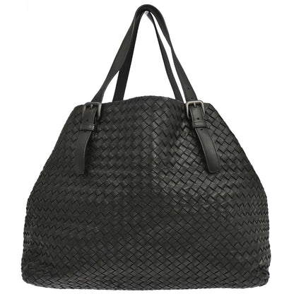Bottega Veneta Black Lambskin Intrecciato Cesta Tote