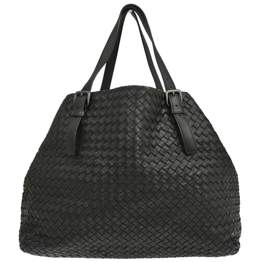 Bottega Veneta Black Lambskin Intrecciato Cesta Tote