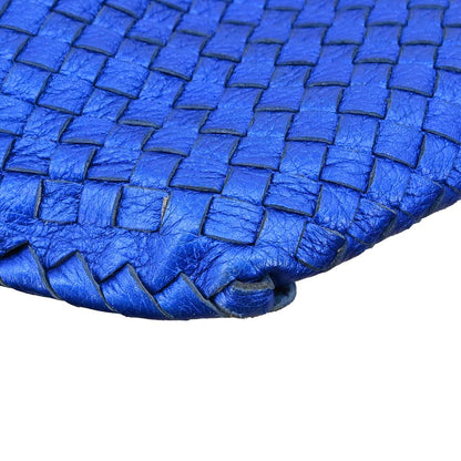 Bottega Veneta Metallic Blue Lambskin Intrecciato Hobo Handbag