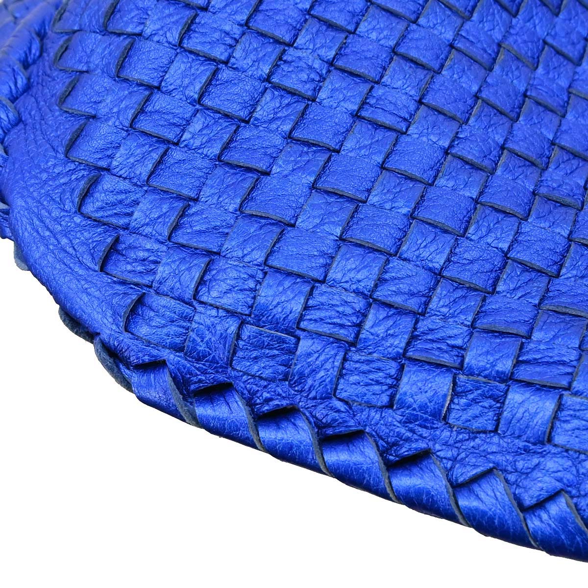 Bottega Veneta Metallic Blue Lambskin Intrecciato Hobo Handbag