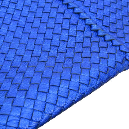 Bottega Veneta Metallic Blue Lambskin Intrecciato Hobo Handbag