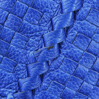 Bottega Veneta Metallic Blue Lambskin Intrecciato Hobo Handbag