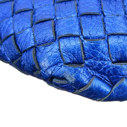 Bottega Veneta Metallic Blue Lambskin Intrecciato Hobo Handbag