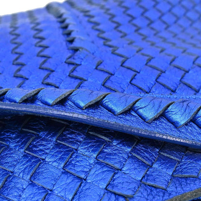 Bottega Veneta Metallic Blue Lambskin Intrecciato Hobo Handbag