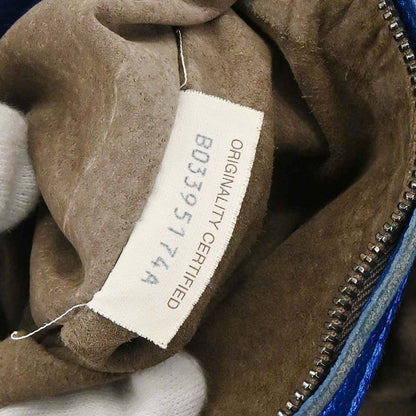 Bottega Veneta Metallic Blue Lambskin Intrecciato Hobo Handbag