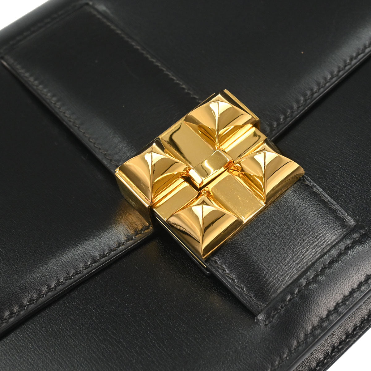 Hermes Black Box Calf Medor Shoulder Bag