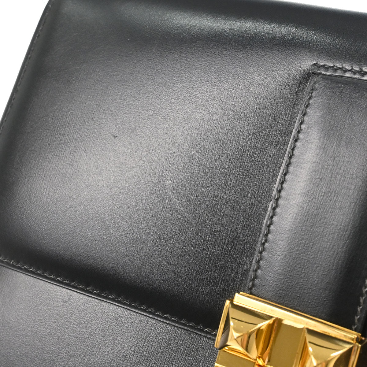 Hermes Black Box Calf Medor Shoulder Bag