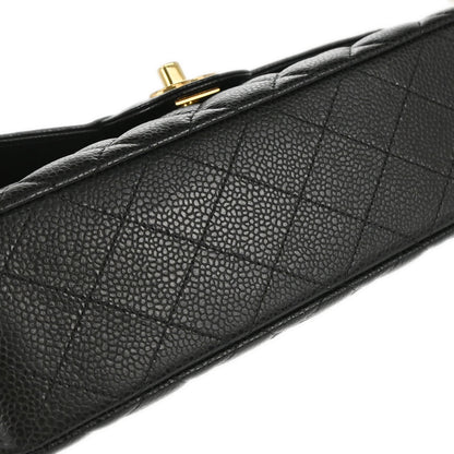 Chanel 2019 Black Caviar Skin Small Classic Double Flap Shoulder Bag