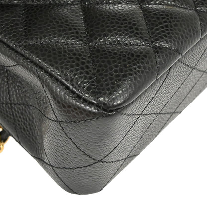 Chanel 2019 Black Caviar Skin Small Classic Double Flap Shoulder Bag