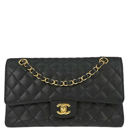 Chanel 2011 Black Caviar Skin Medium Classic Double Flap Shoulder Bag
