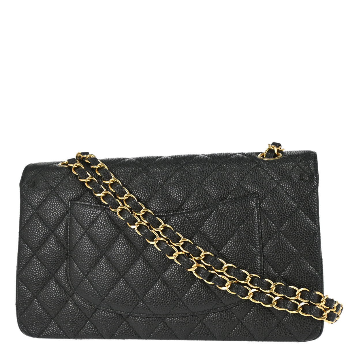 Chanel 2011 Black Caviar Skin Medium Classic Double Flap Shoulder Bag