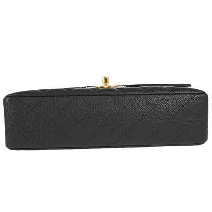 Chanel 2011 Black Caviar Skin Medium Classic Double Flap Shoulder Bag