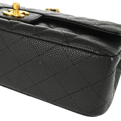 Chanel 2011 Black Caviar Skin Medium Classic Double Flap Shoulder Bag