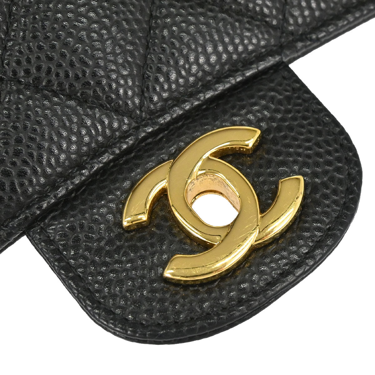 Chanel 2011 Black Caviar Skin Medium Classic Double Flap Shoulder Bag