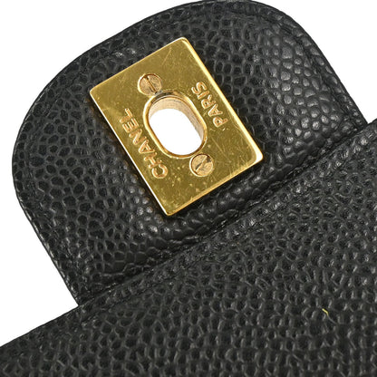 Chanel 2011 Black Caviar Skin Medium Classic Double Flap Shoulder Bag