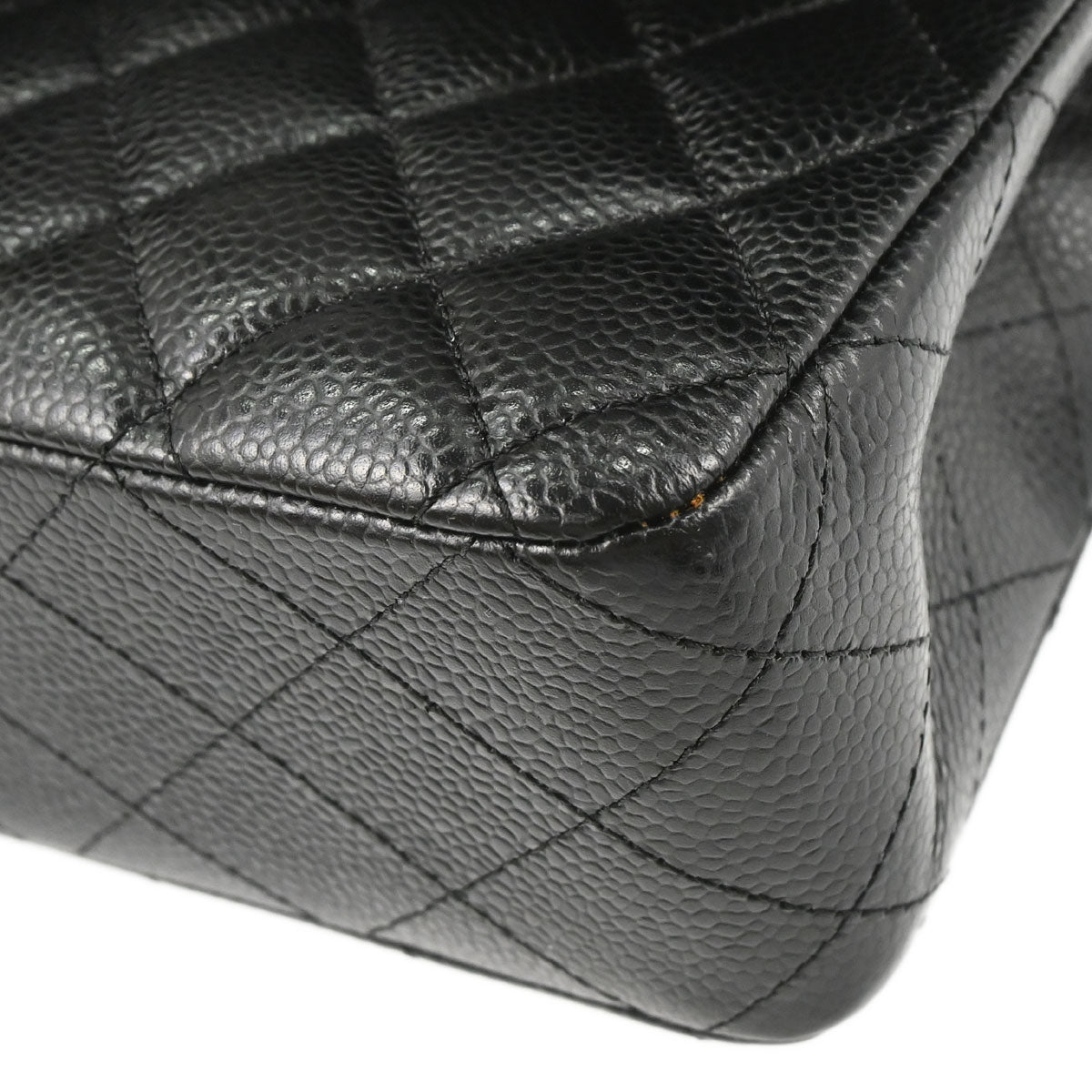 Chanel 2015-2016 Black Caviar Skin Medium Classic Double Flap Shoulder Bag