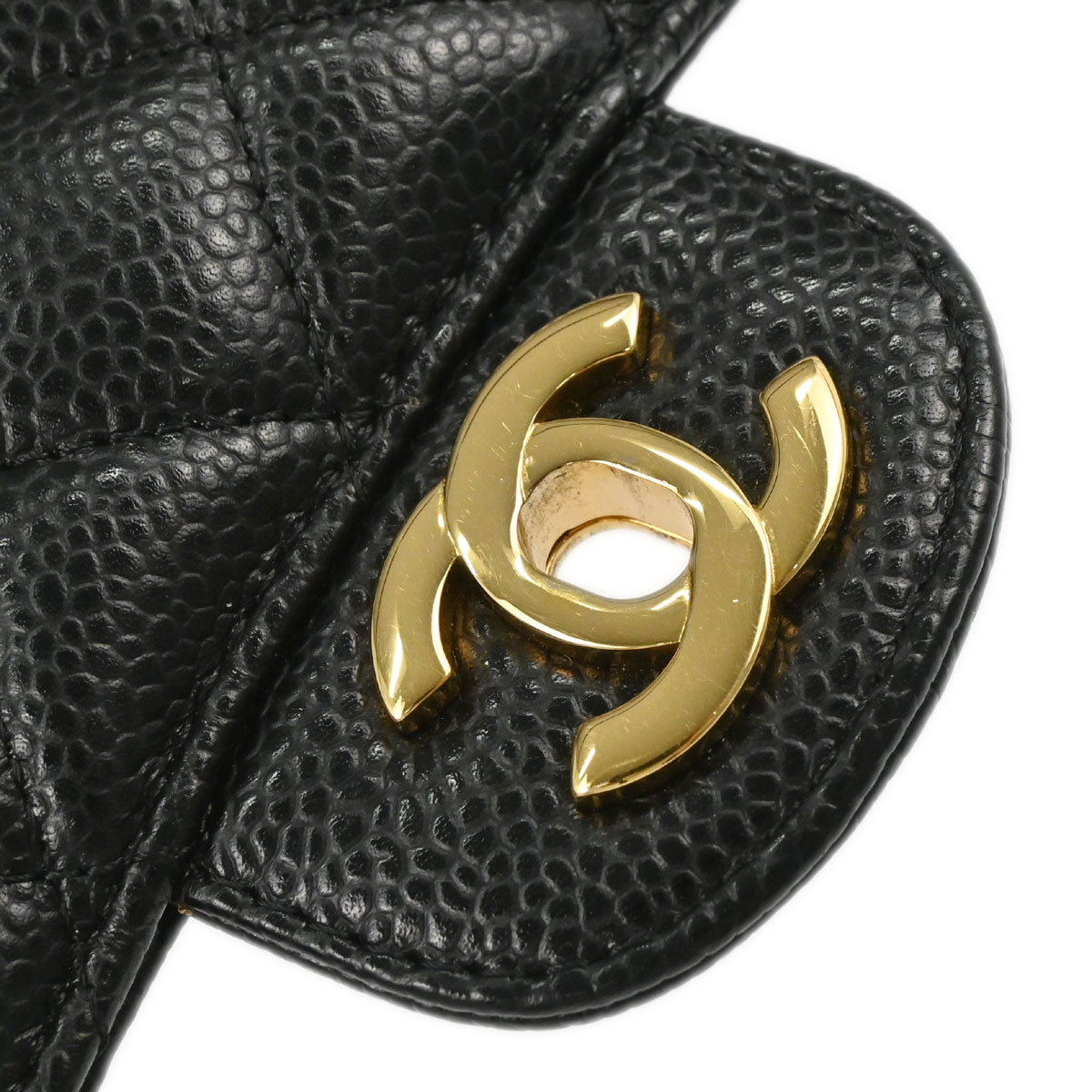 Chanel 2015-2016 Black Caviar Skin Medium Classic Double Flap Shoulder Bag