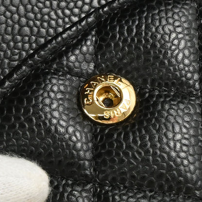 Chanel 2015-2016 Black Caviar Skin Medium Classic Double Flap Shoulder Bag