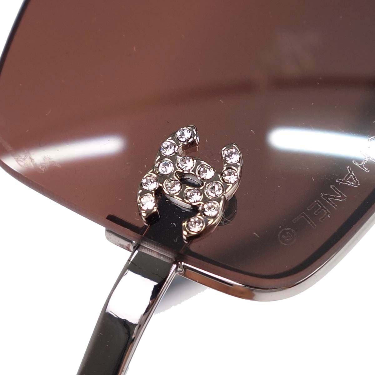 Chanel Sunglasses Eyewear Brown Rhinestone 56□16 Small Good