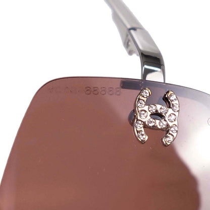 Chanel Sunglasses Eyewear Brown Rhinestone 56□16 Small Good
