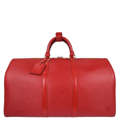 Louis Vuitton Red Epi Keepall 50 Travel Handbag M42967