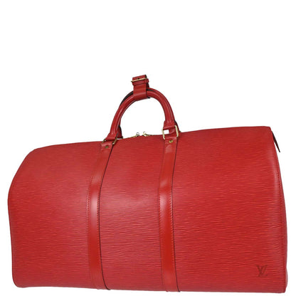 Louis Vuitton Red Epi Keepall 50 Travel Handbag M42967