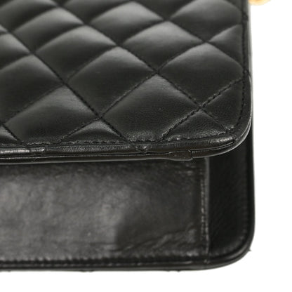 Chanel Black Lambskin Turnlock Medium Half Flap Shoulder Bag