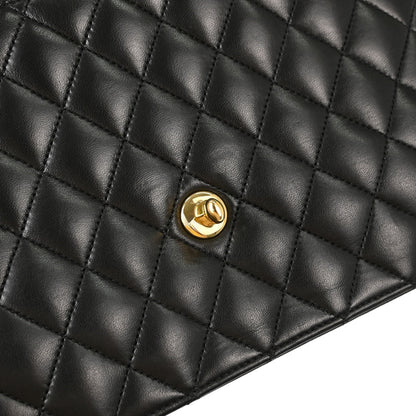 Chanel Black Lambskin Turnlock Medium Half Flap Shoulder Bag