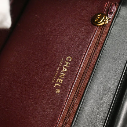 Chanel Black Lambskin Turnlock Medium Half Flap Shoulder Bag