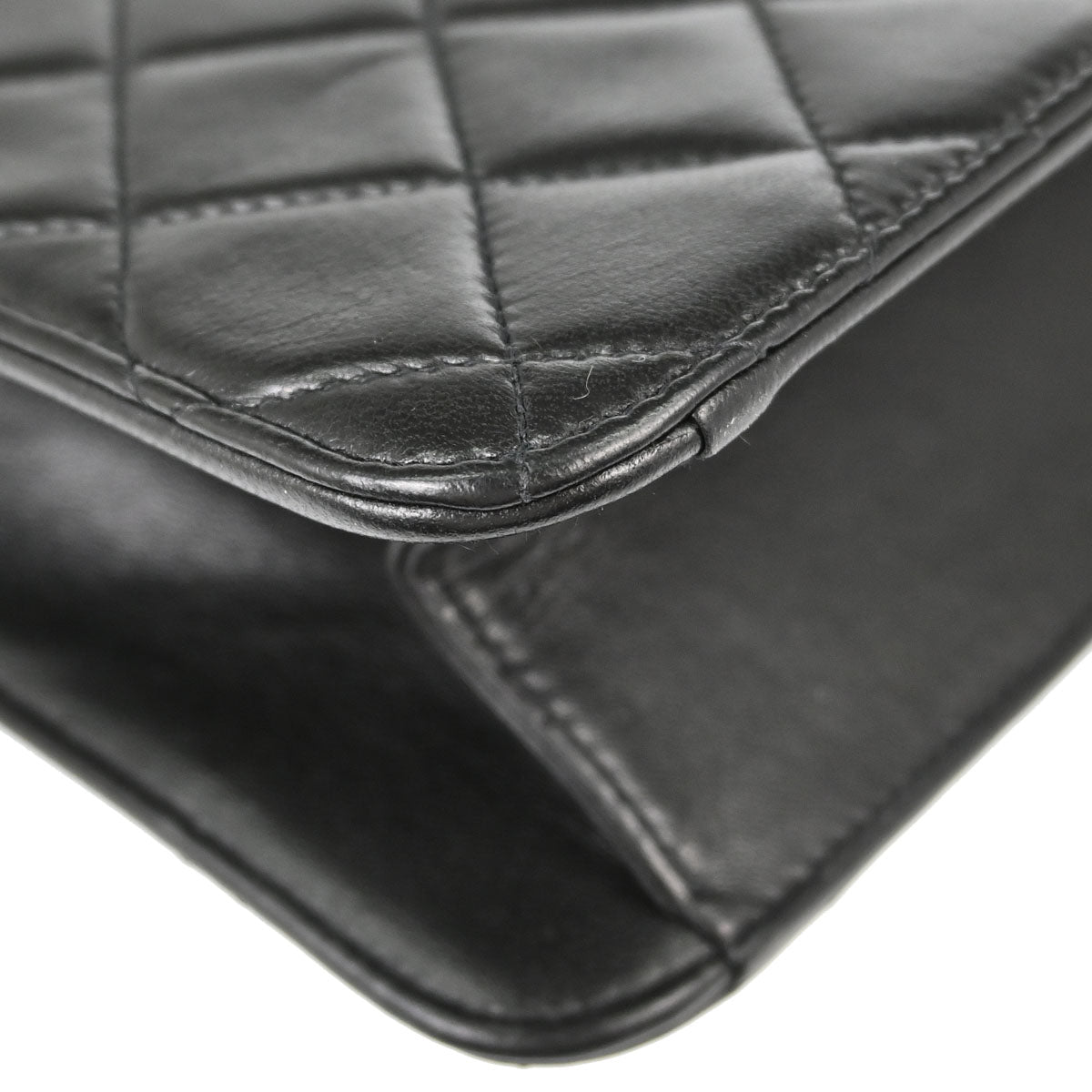 Chanel Black Lambskin Pushlock Medium Half Flap Shoulder Bag