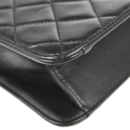 Chanel Black Lambskin Pushlock Medium Half Flap Shoulder Bag