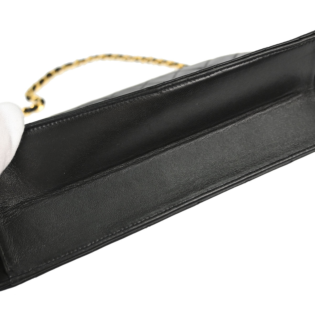Chanel Black Lambskin Pushlock Medium Half Flap Shoulder Bag