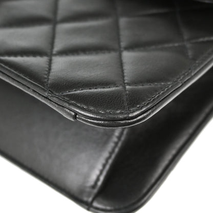 Chanel Black Lambskin Pushlock Medium Half Flap Shoulder Bag