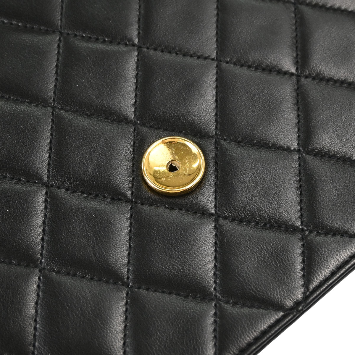 Chanel Black Lambskin Pushlock Medium Half Flap Shoulder Bag